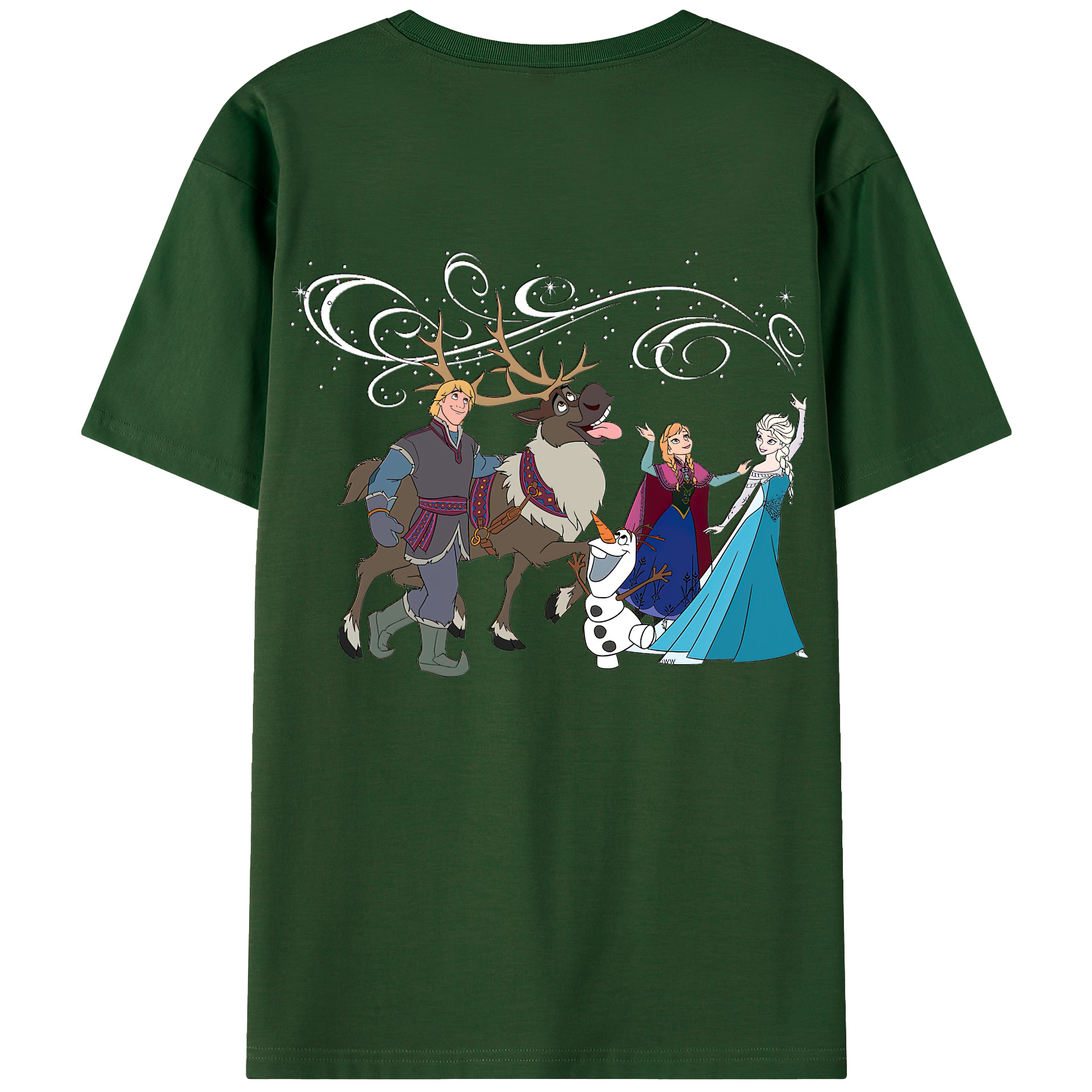 （画像用） アナと雪の女王 アンナ エルサ Frozen Anna Elsa 綿100％半袖Tシャツ（背面プリント）